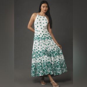Anthropologie Maeve Seashell Halter Tiered Cotton Maxi Dress NWT